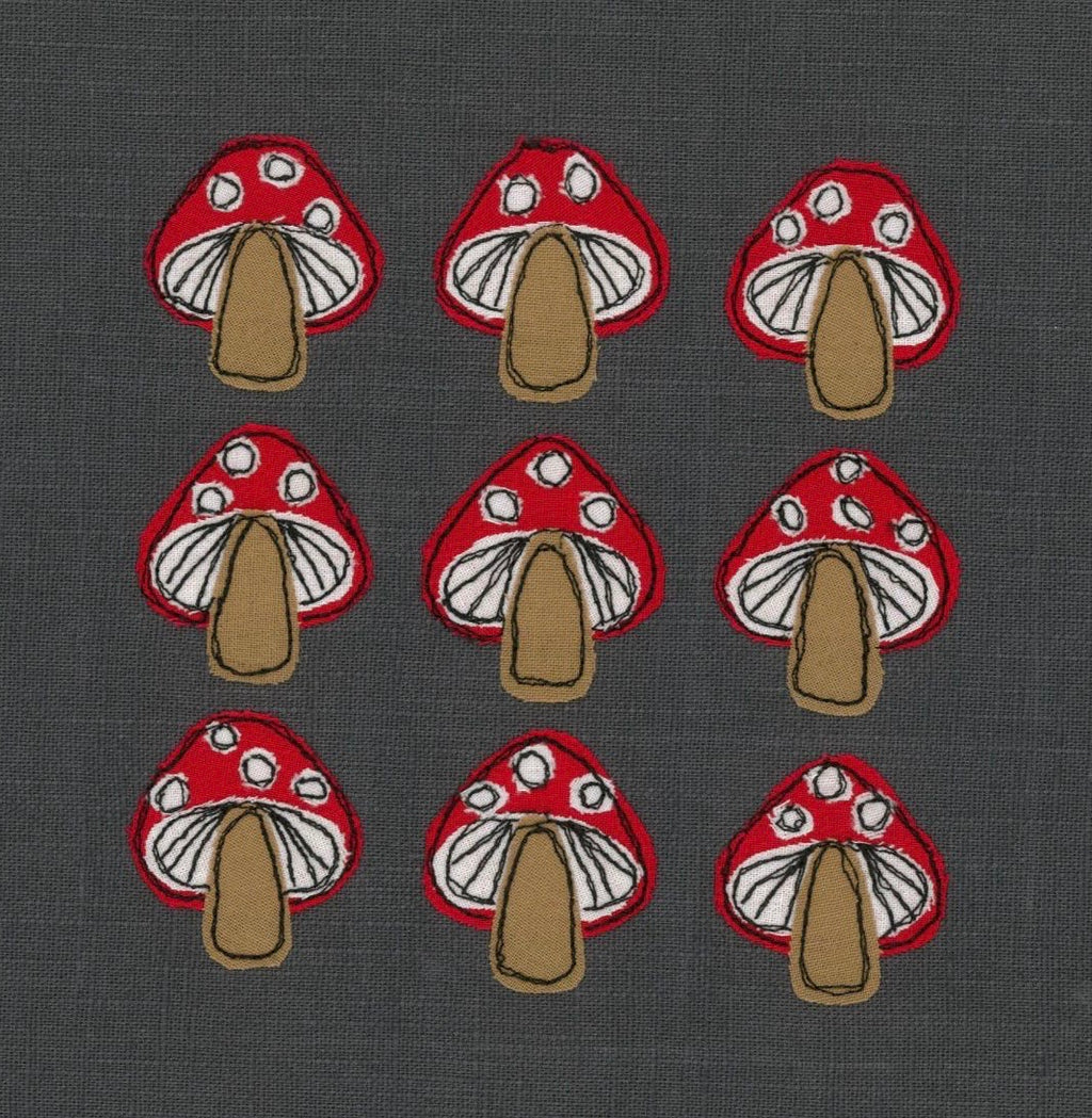 Mushroom Toadstool Stitched Artwork - Square Greeting Card