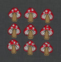 Mushroom Toadstool Stitched Artwork - Coaster