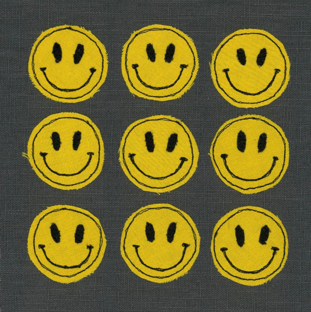 Smiley Faces Stitched Artwork - Square Greeting Card