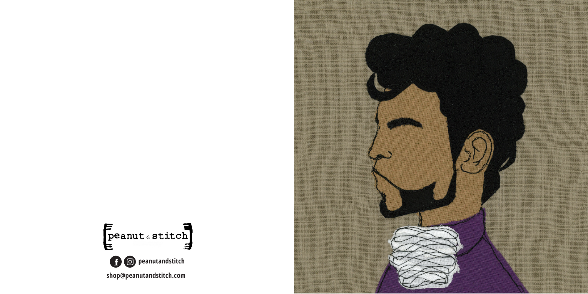 Prince Portrait Stitched Artwork - Square Greeting Card