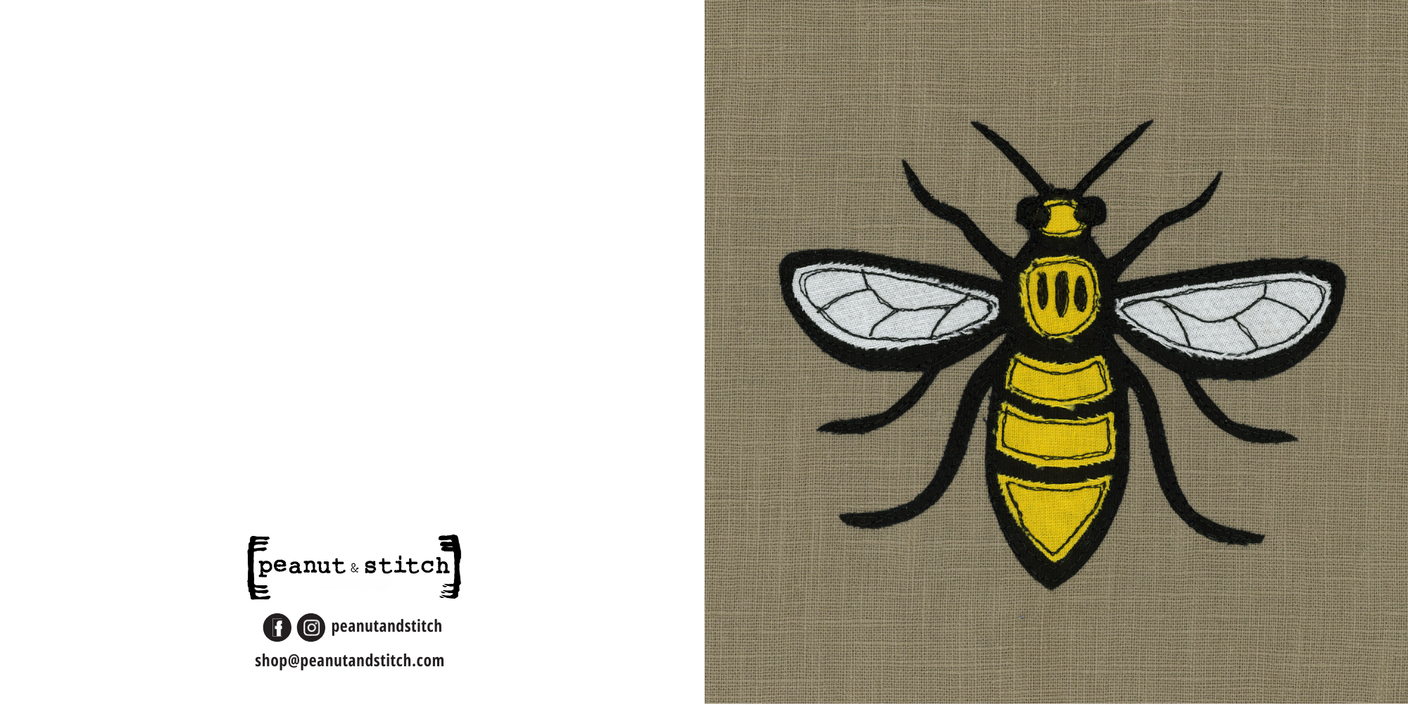 Bee Stitched Artwork - Square Greeting Card