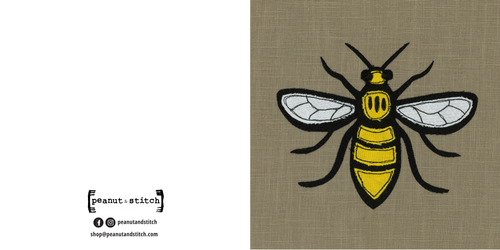 Bee Stitched Artwork - Square Greeting Card