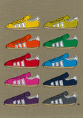 Multicolour Three Stripe Trainers Stitched Artwork - A4 Print