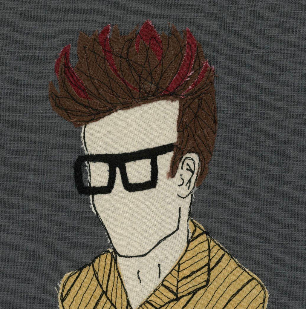 Morrissey Portrait Stitched Artwork - Square Greeting Card