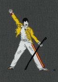 Freddie Mercury Mic Stance Stitched Art, A4 Print
