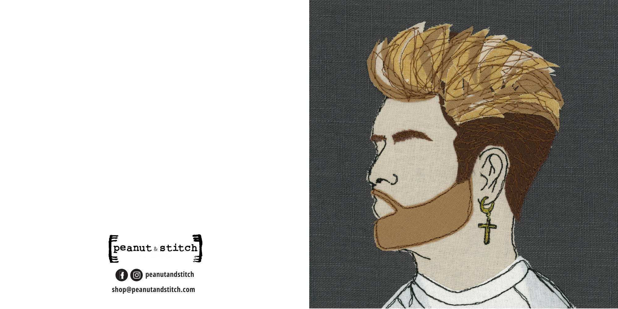 George Michael Portrait Stitched Art - Square Greeting Card