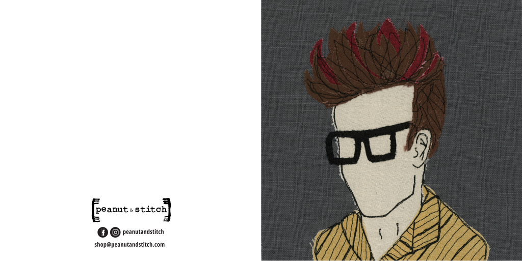 Morrissey Portrait Stitched Artwork - Square Greeting Card