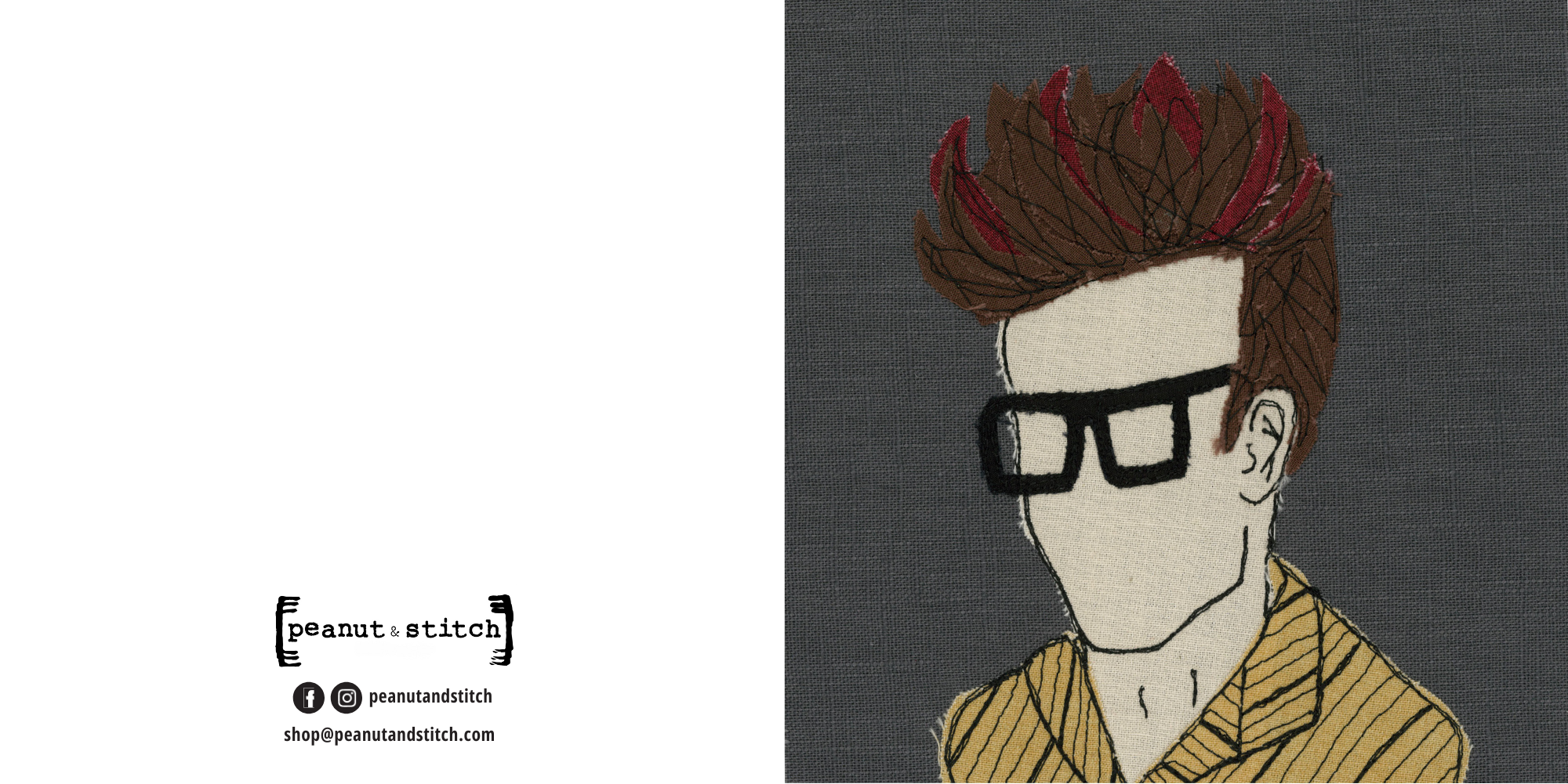 Morrissey Portrait Stitched Artwork - Square Greeting Card