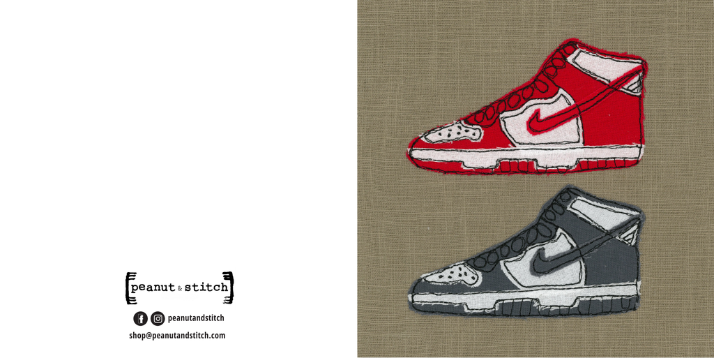 Hi-Top Trainer Stitched Artwork - Square Greeting Card