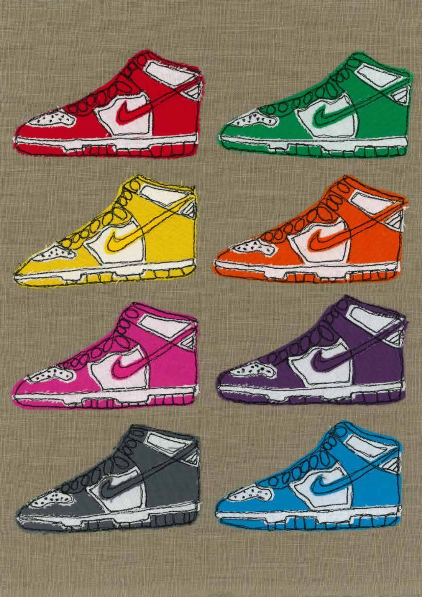 Hi-Top Trainer Stitch Art - A4 Print