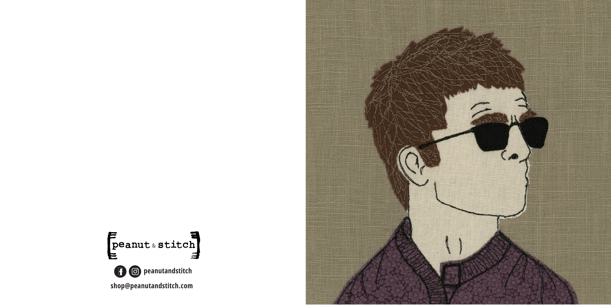 Noel Gallagher Portrait Stitched Artwork - Square Greeting Card