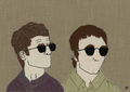 Oasis Noel and Liam Gallagher Stitched Art - A4 Print