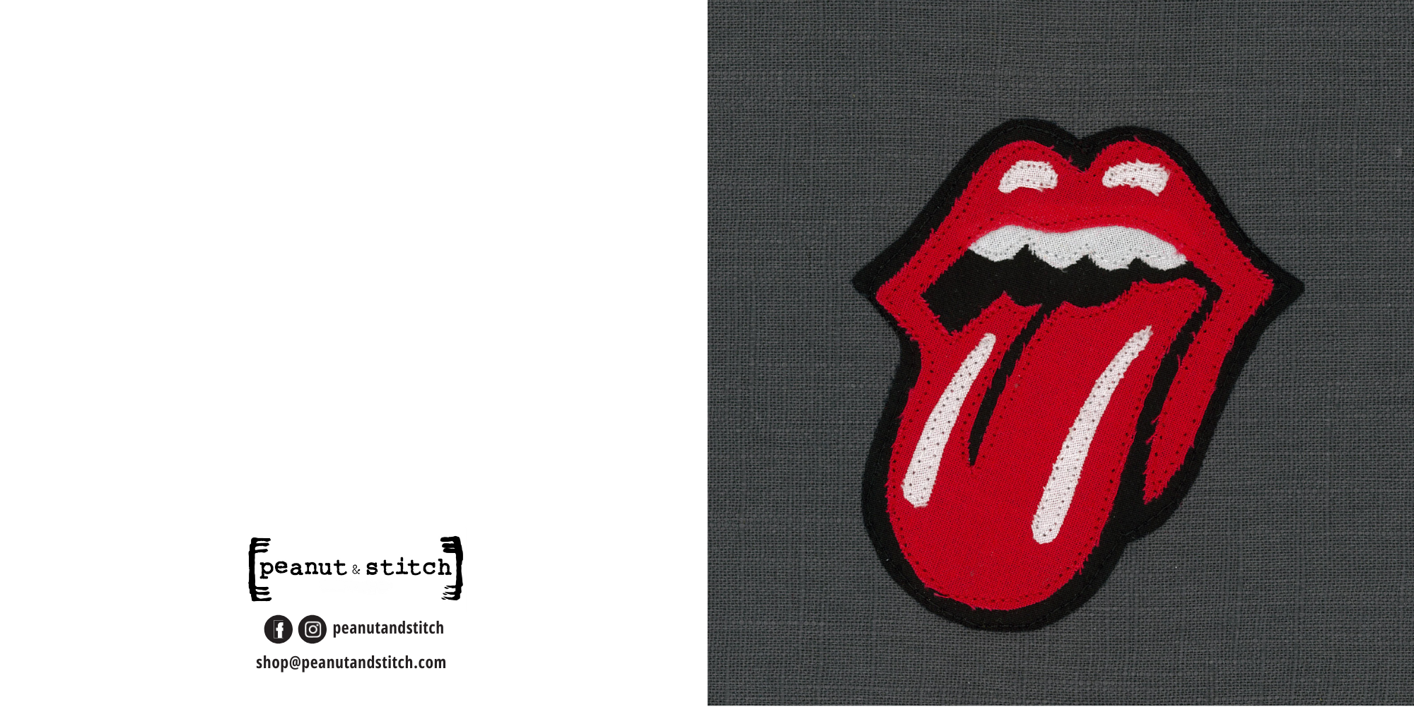 Rolling Stones Tongue Stitched Artwork - Square Greeting Card