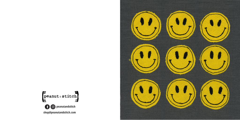 Smiley Faces Stitched Artwork - Square Greeting Card