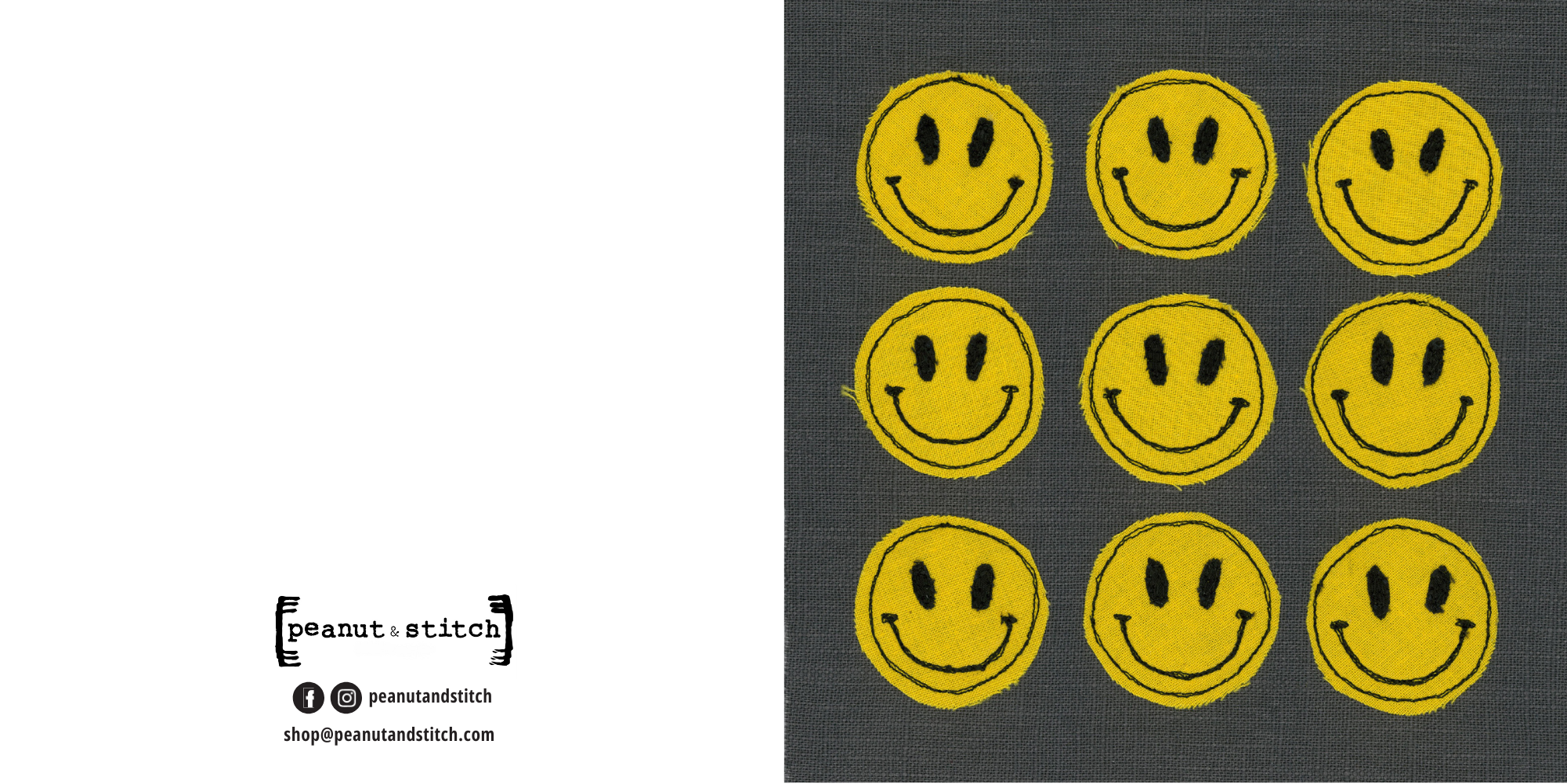Smiley Faces Stitched Artwork - Square Greeting Card